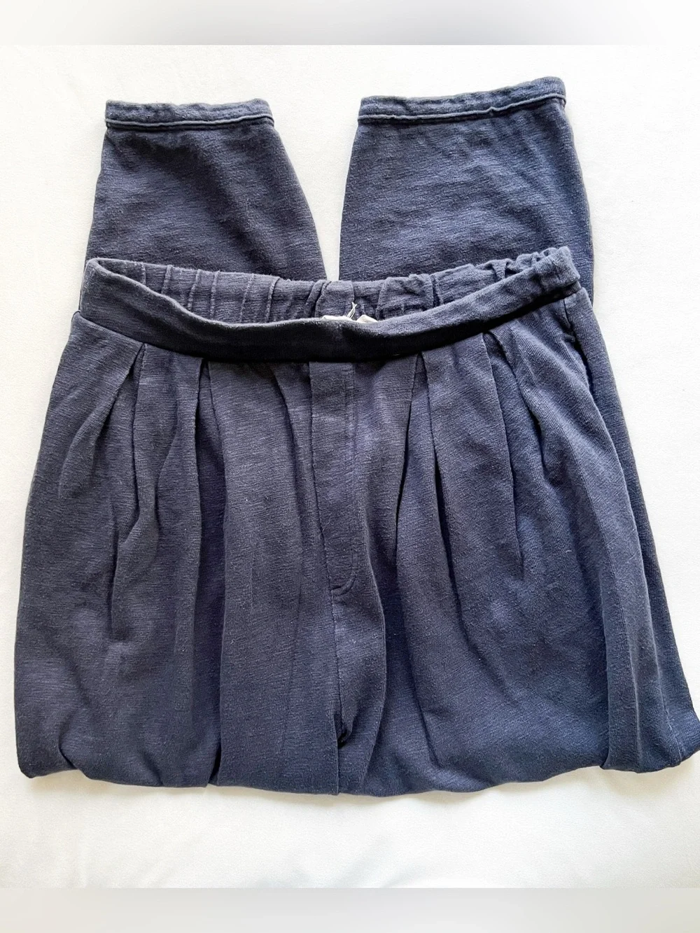 Free People Navy Acid Wash Pleated Jogger Pants - Large